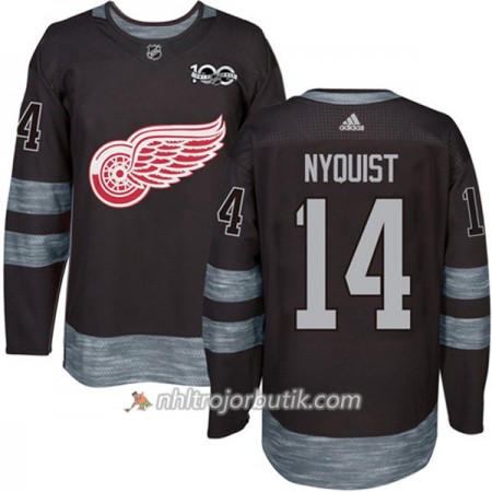 Män Ishockey Detroit Red Wings Tröja Gustav Nyquist 14 1917-2017 100th Anniversary Adidas Svart Authentic